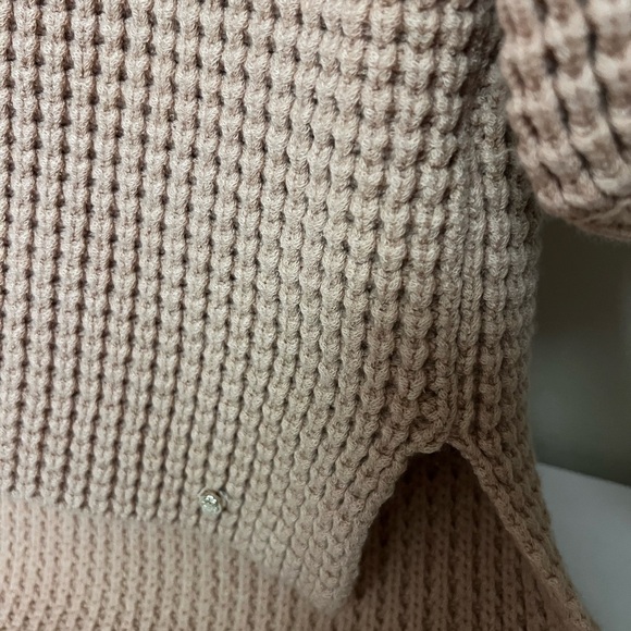 Ted Baker Tan Chunky Waffle Knit Turtleneck Balloon Sleeve Sweater size is S - Picture 5 of 12